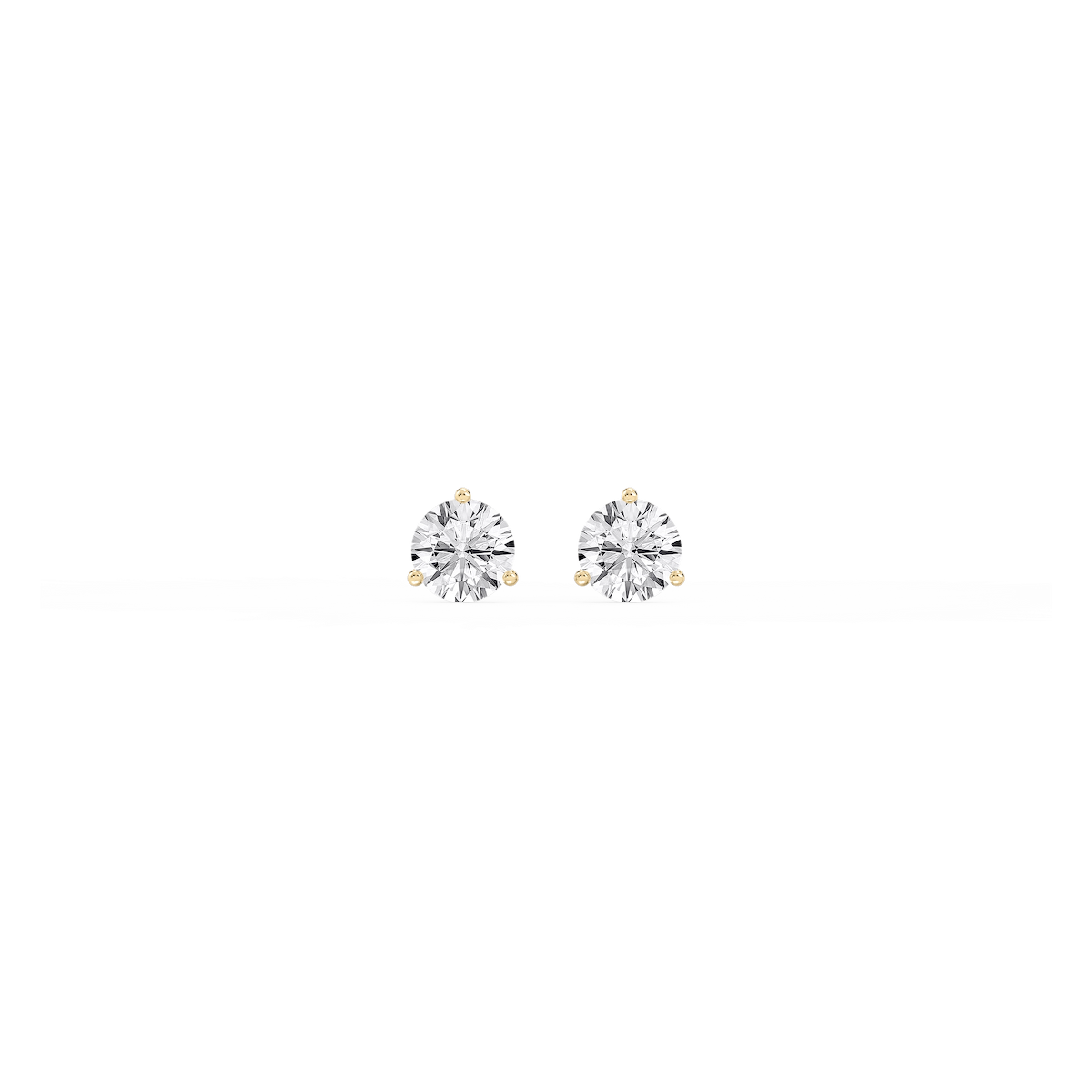 Round Lab Grown Diamond Classic Three Prong Martini Threaded Stud Earrings