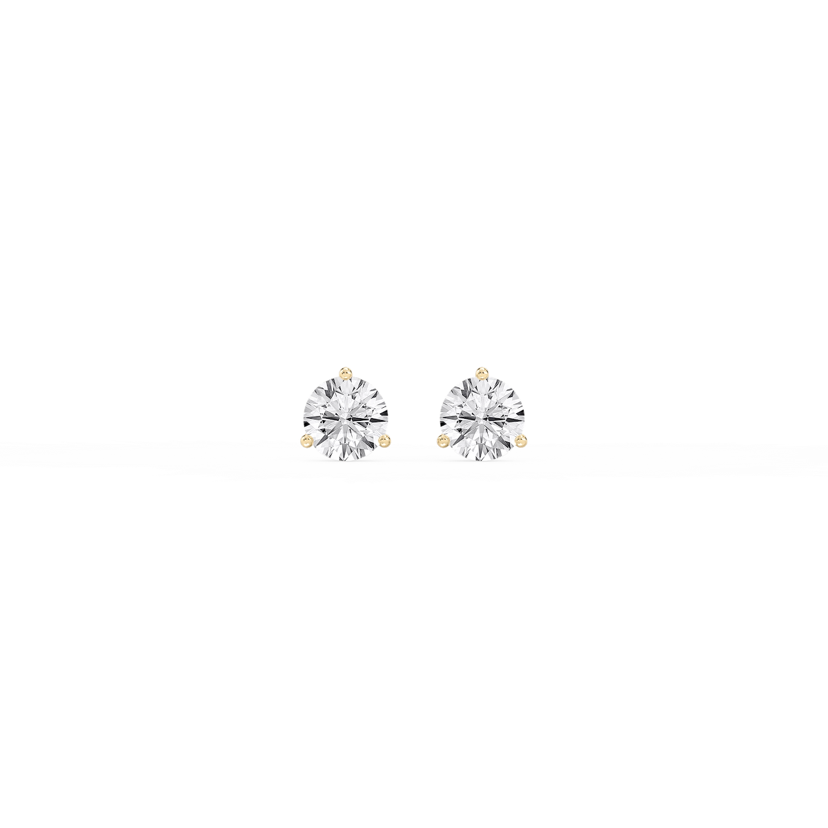 Round Lab Grown Diamond Classic Three Prong Martini Threaded Stud Earrings