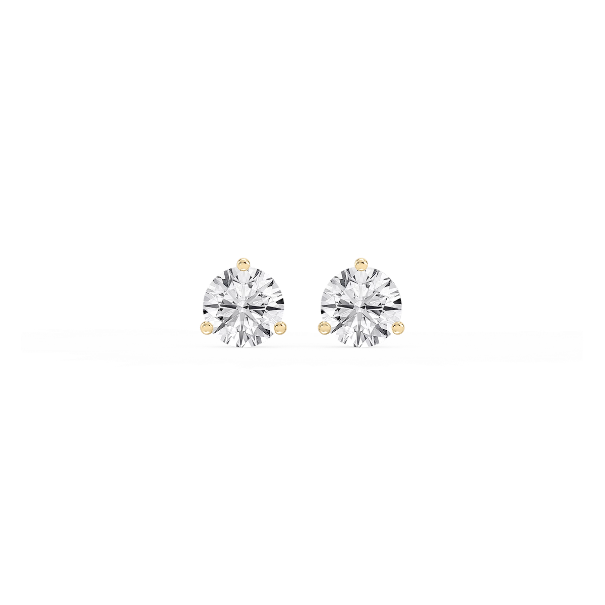 Round Lab Grown Diamond Classic Three Prong Martini Threaded Stud Earrings