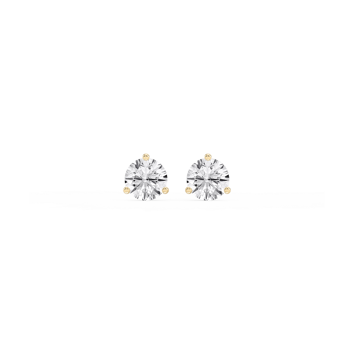 Round Lab Grown Diamond Classic Three Prong Martini Threaded Stud Earrings