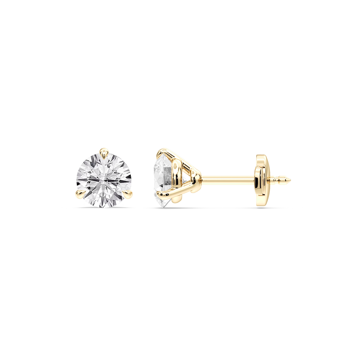 Round Certified Lab Grown Diamond Claw Prong Guardian Back Martini Stud Earrings