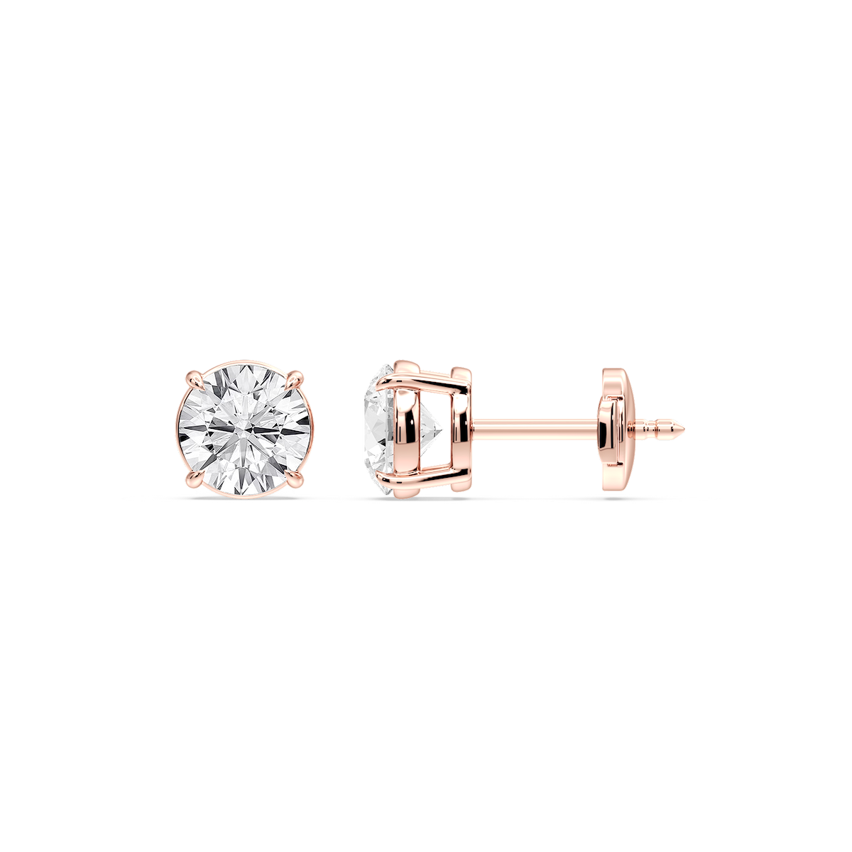 Round Certified Lab Grown Diamond Claw Prong Guardian Back Stud Earrings