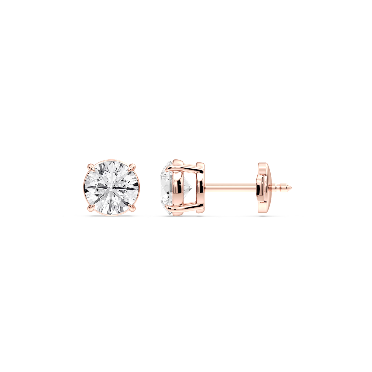 Round Certified Lab Grown Diamond Claw Prong Guardian Back Stud Earrings
