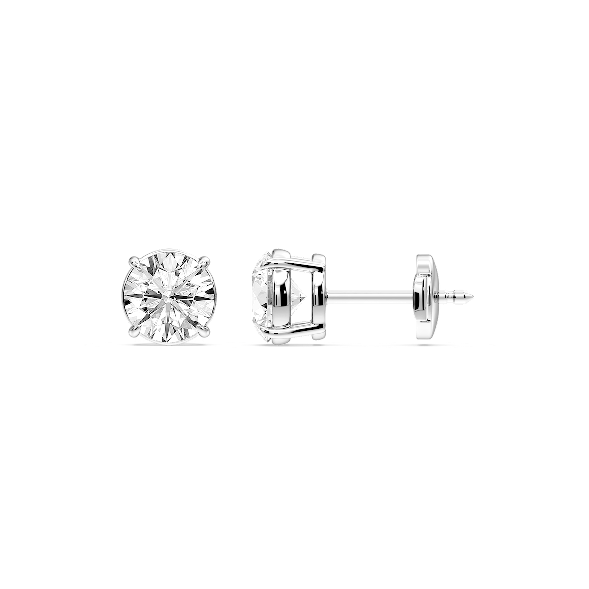Round Certified Lab Grown Diamond Claw Prong Guardian Back Stud Earrings