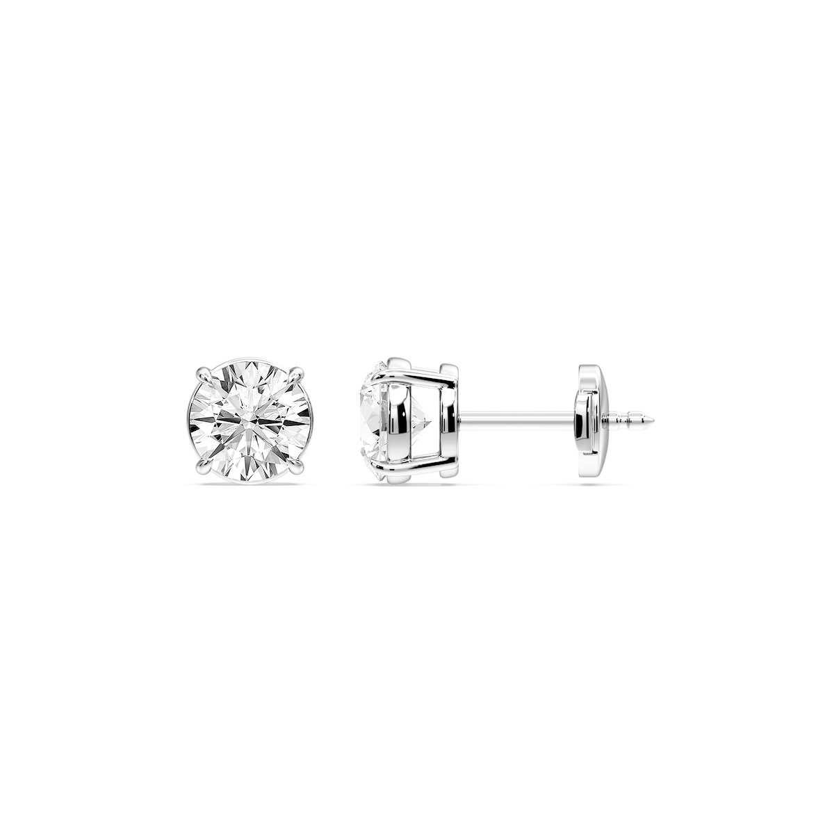 Round Certified Lab Grown Diamond Claw Prong Guardian Back Stud Earrings