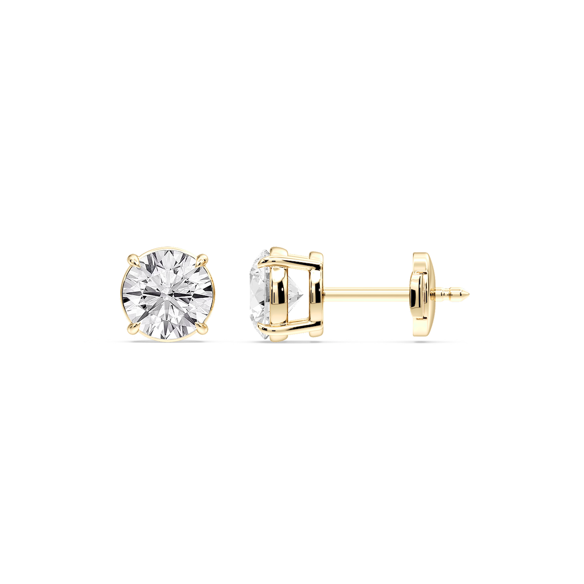 Round Certified Lab Grown Diamond Claw Prong Guardian Back Stud Earrings