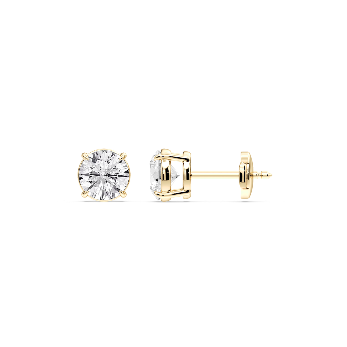 Round Certified Lab Grown Diamond Claw Prong Guardian Back Stud Earrings