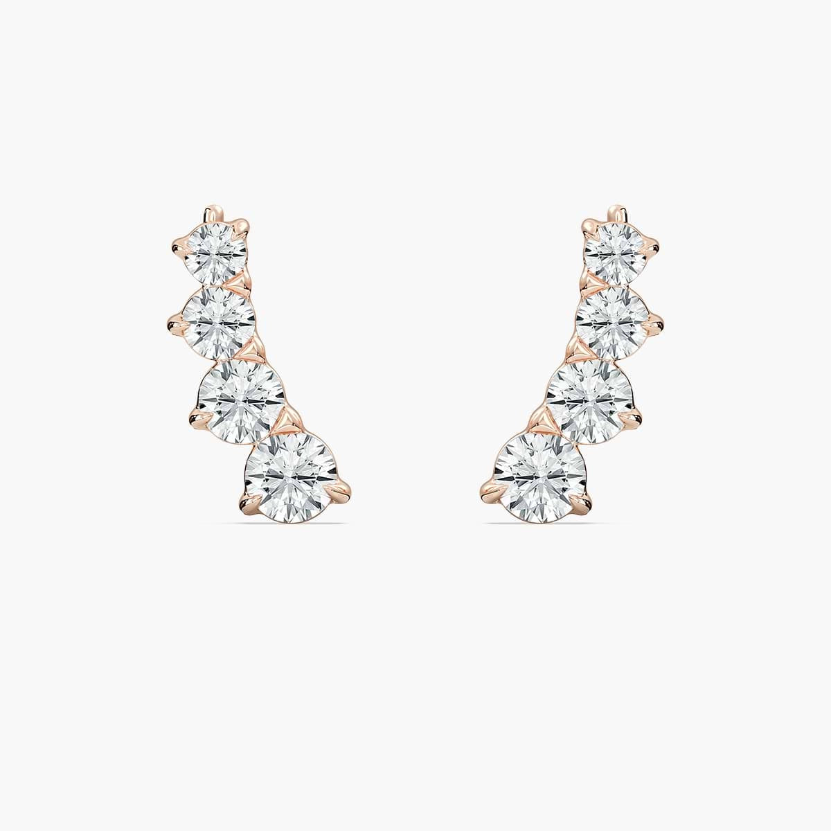 7/8 ctw Round Lab Grown Diamond Graduated Climber Earrings