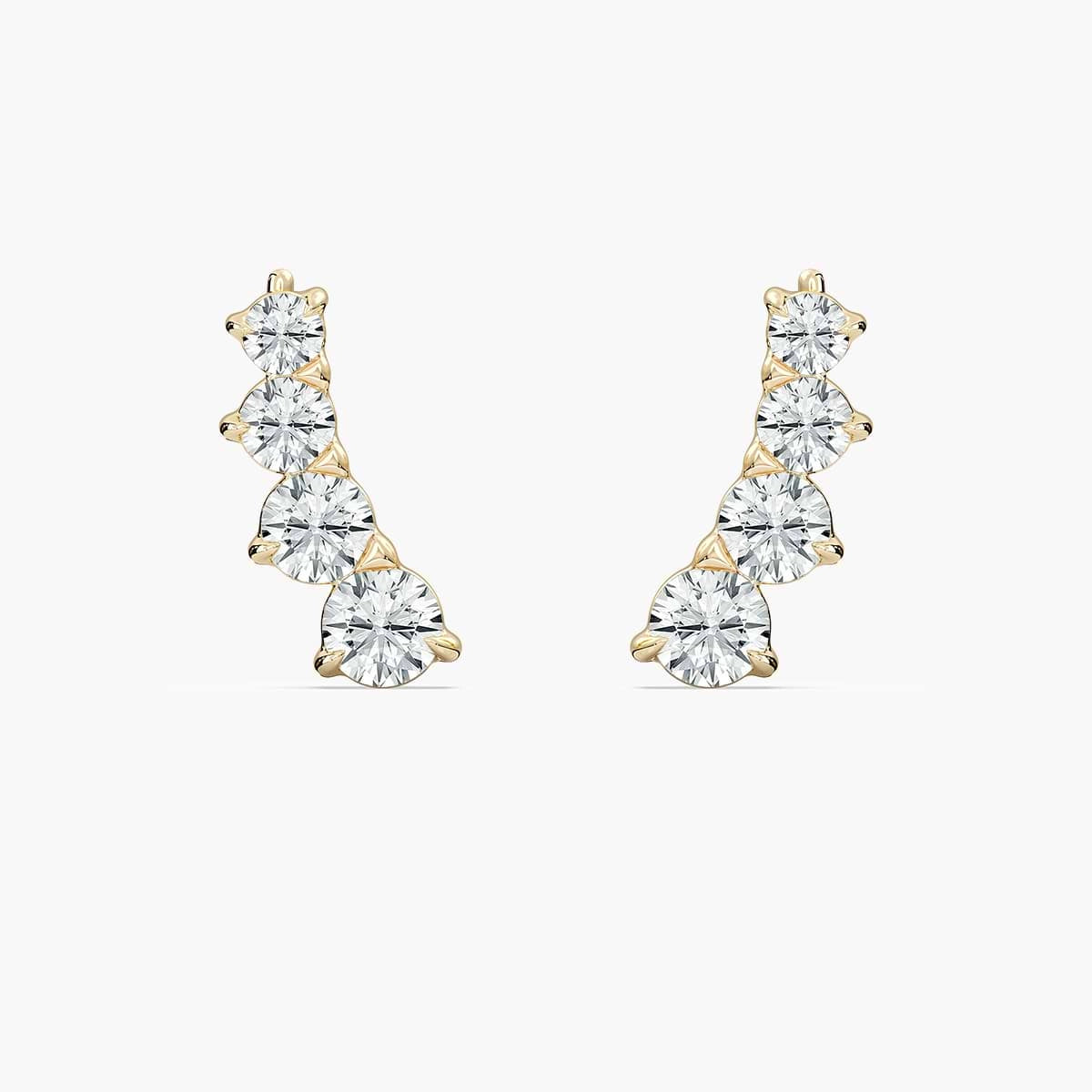 7/8 ctw Round Lab Grown Diamond Graduated Climber Earrings