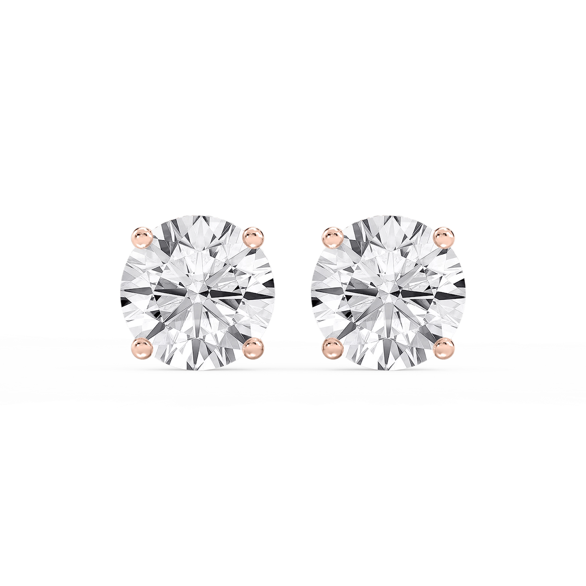 Round Lab Grown Diamond Hidden Halo Stud Earrings