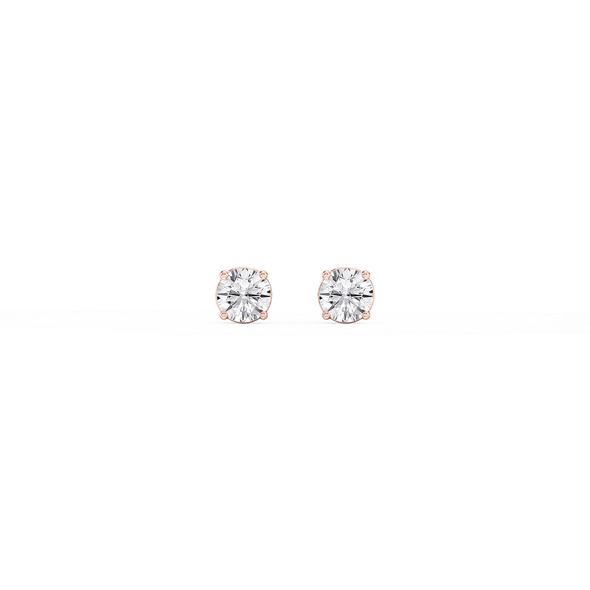 Round Lab Grown Diamond Classic Four Prong Stud Earrings