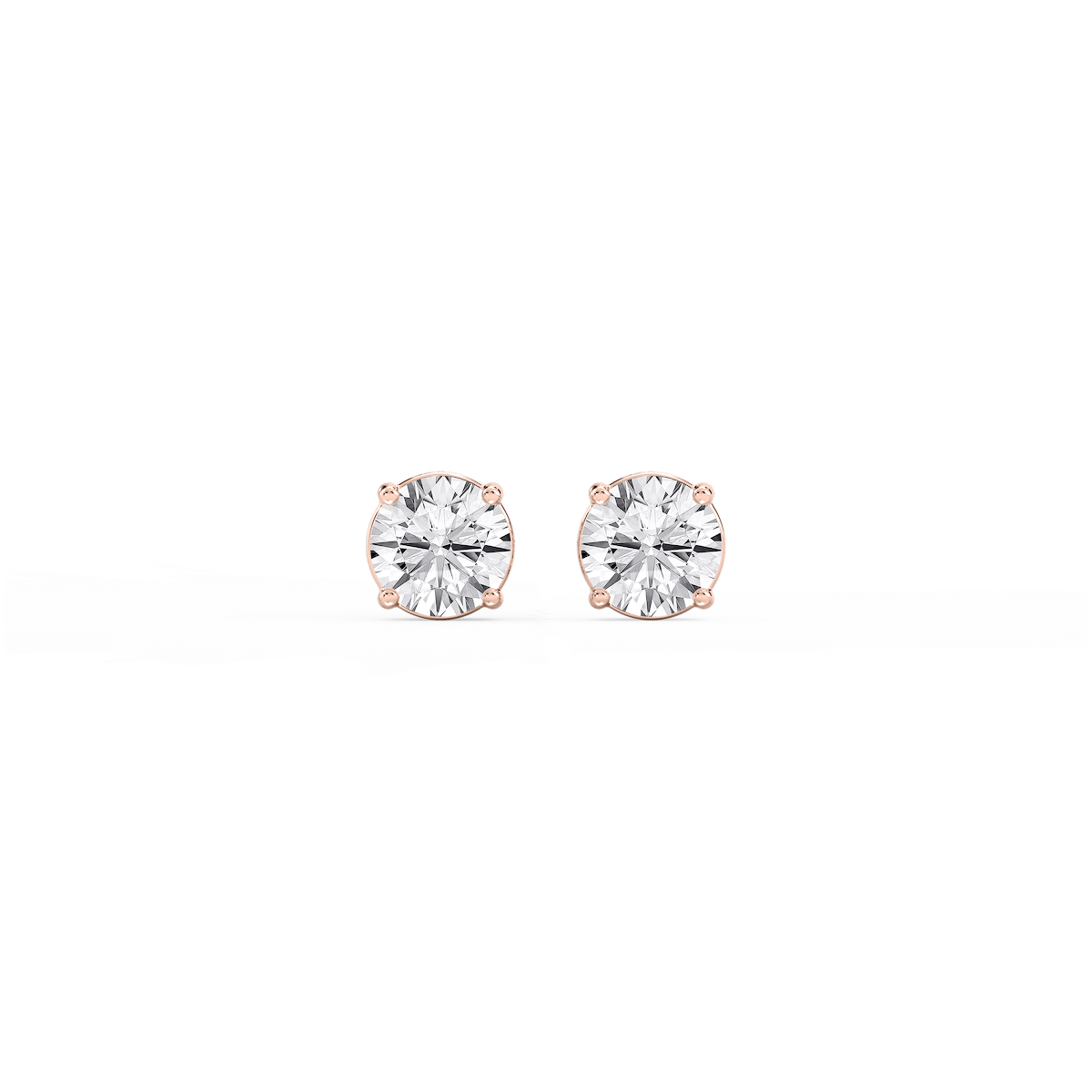 Round Lab Grown Diamond Classic Four Prong Stud Earrings