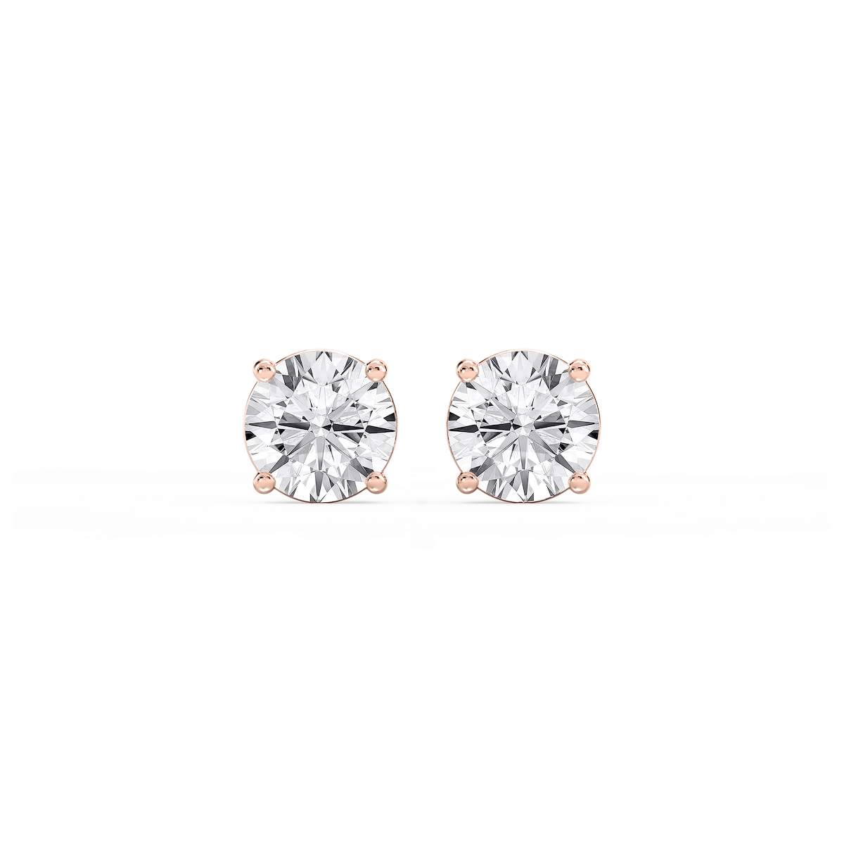 Round Lab Grown Diamond Classic Four Prong Stud Earrings
