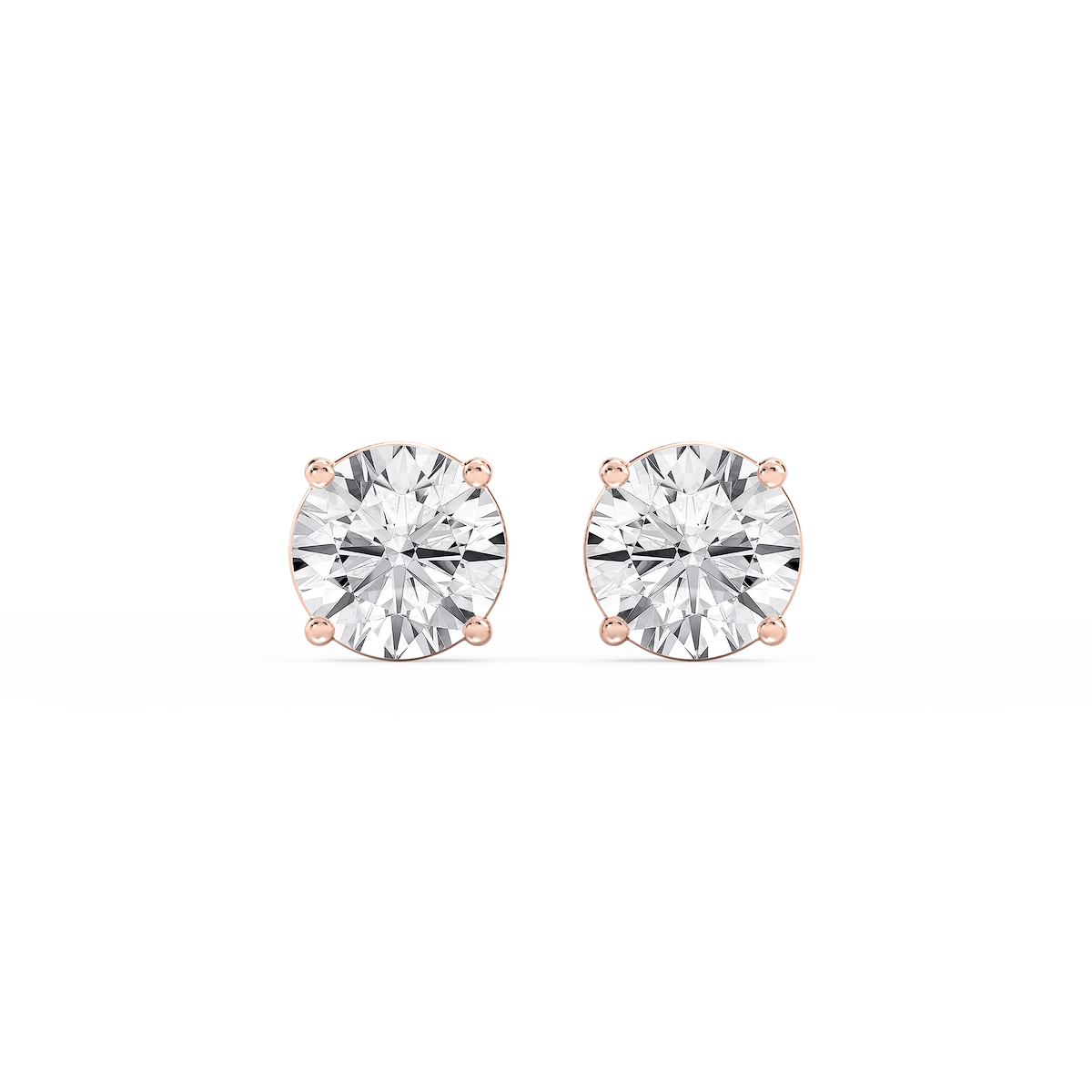 Round Lab Grown Diamond Classic Four Prong Stud Earrings