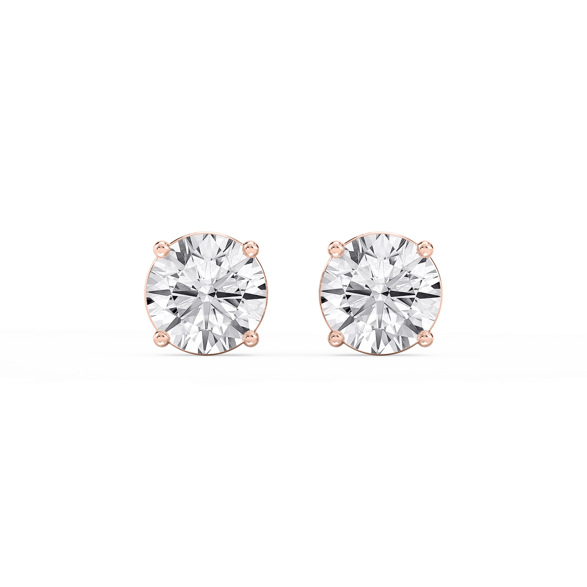 Round Lab Grown Diamond Classic Four Prong Stud Earrings