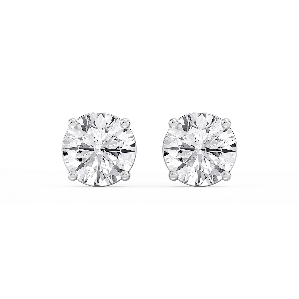 Round Lab Grown Diamond Classic Four Prong Stud Earrings