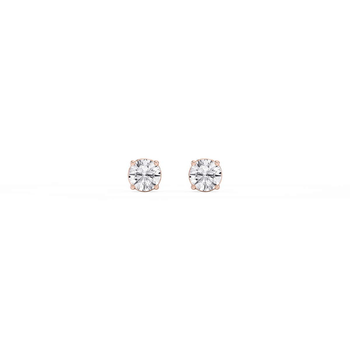 Round Certified Lab Grown Diamond Classic Four Prong Basket Threaded Stud Earrings