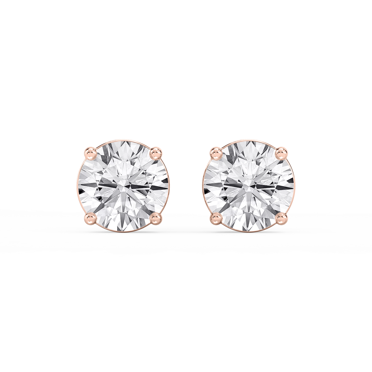 Round Lab Grown Diamond Classic Four Prong Basket Threaded Stud Earrings