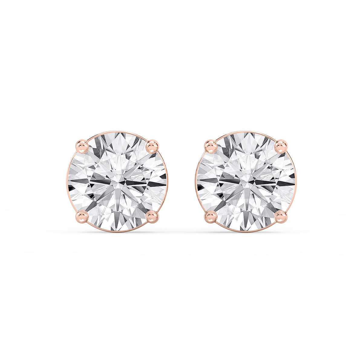 Round Lab Grown Diamond Classic Four Prong Basket Threaded Stud Earrings