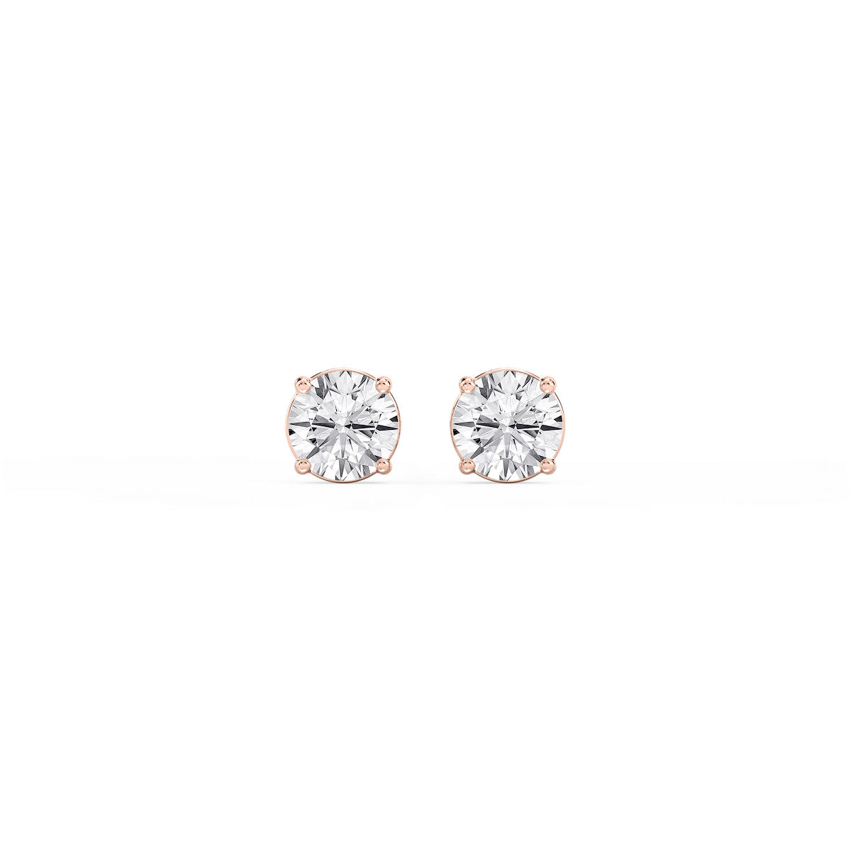 Round Lab Grown Diamond Classic Four Prong Basket Threaded Stud Earrings
