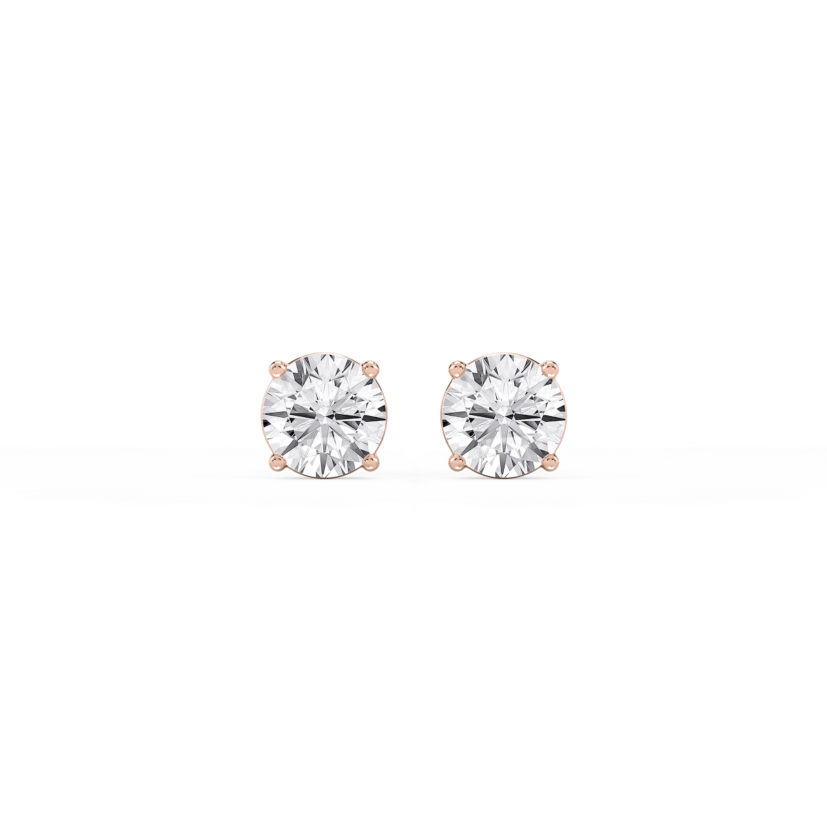 Round Lab Grown Diamond Classic Four Prong Basket Threaded Stud Earrings