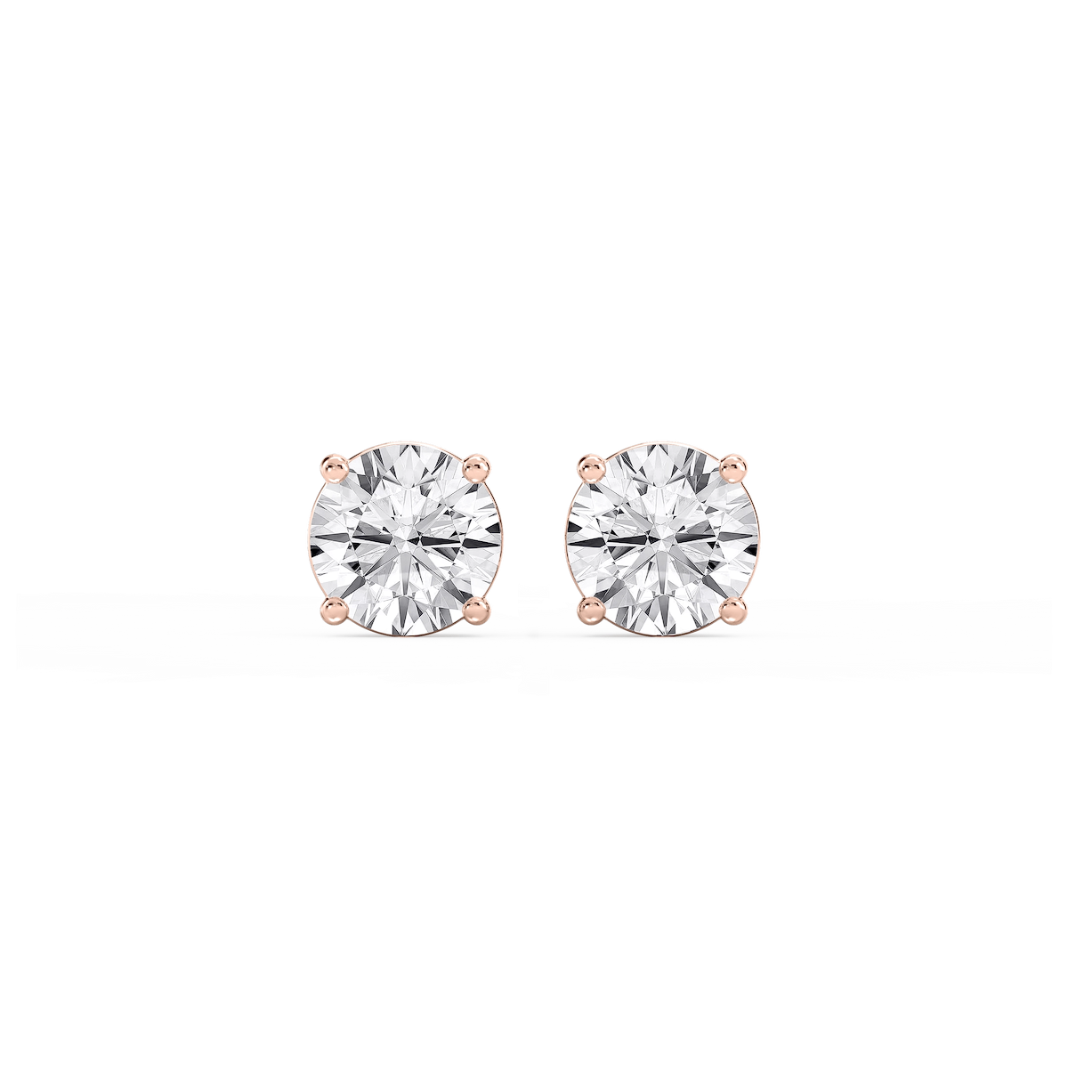 Round Lab Grown Diamond Classic Four Prong Basket Threaded Stud Earrings