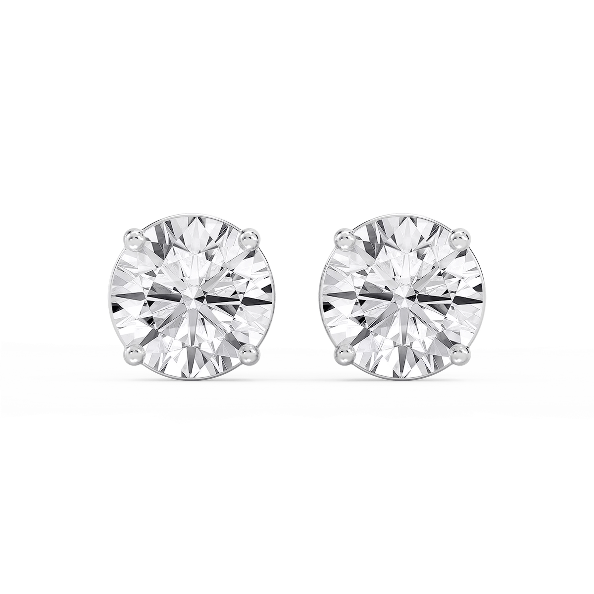 Round Lab Grown Diamond Classic Four Prong Basket Threaded Stud Earrings