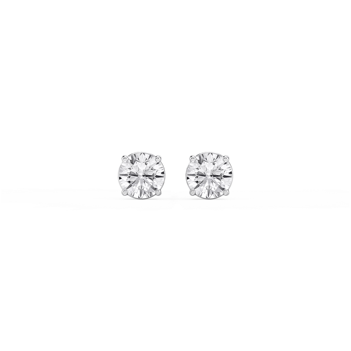 Round Lab Grown Diamond Classic Four Prong Basket Threaded Stud Earrings