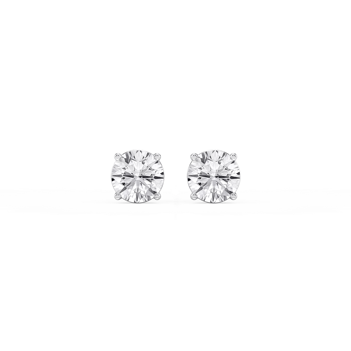 Round Lab Grown Diamond Classic Four Prong Basket Threaded Stud Earrings