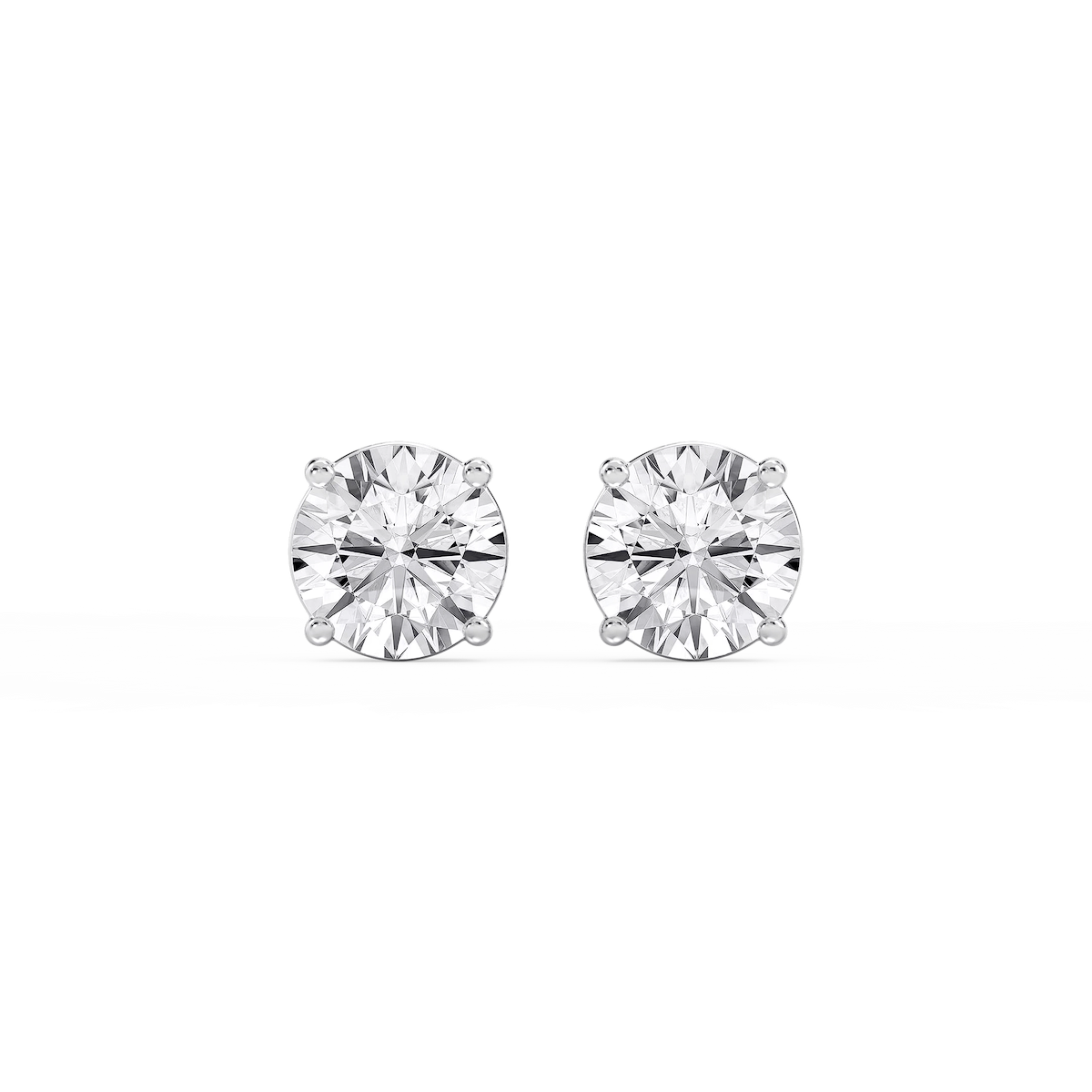 Round Lab Grown Diamond Classic Four Prong Basket Threaded Stud Earrings