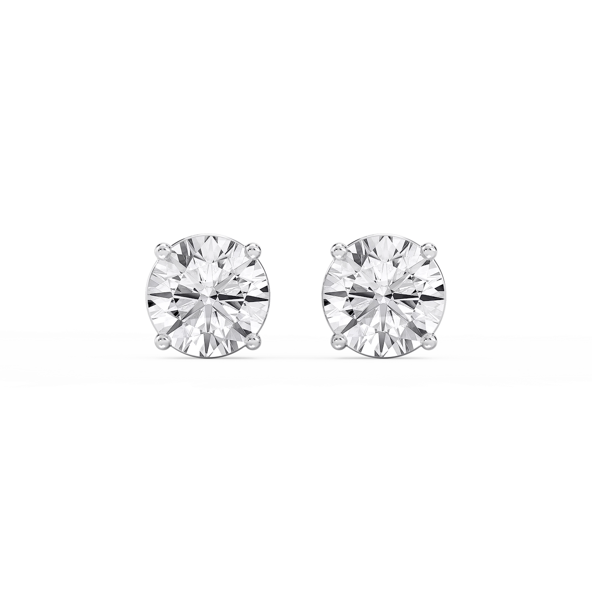 Round Lab Grown Diamond Classic Four Prong Basket Threaded Stud Earrings