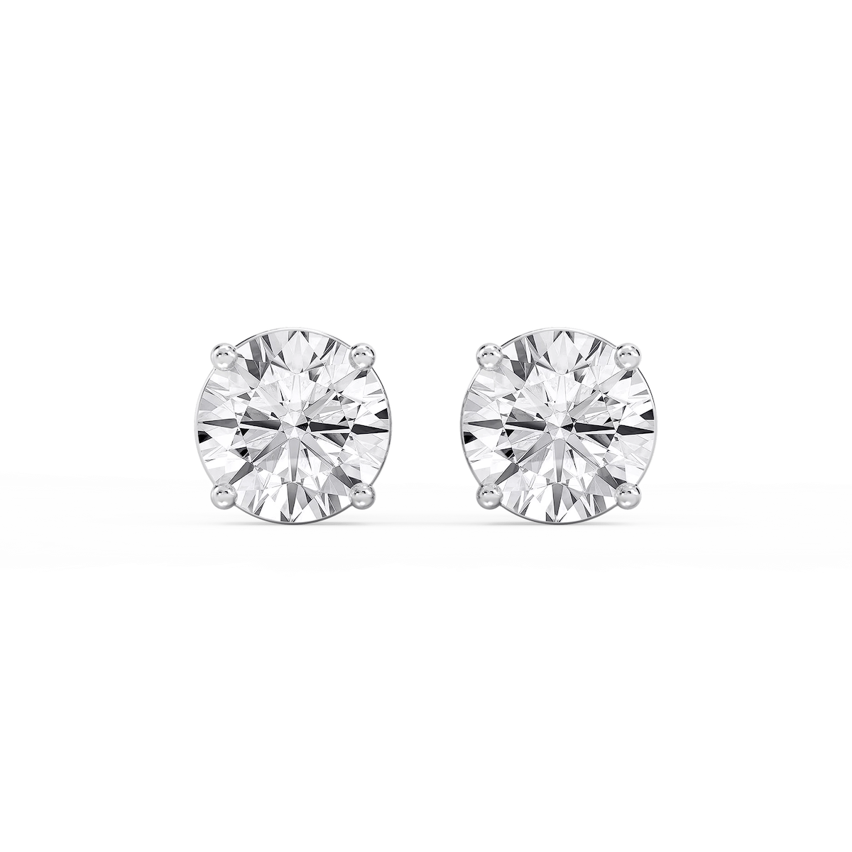 Round Lab Grown Diamond Classic Four Prong Basket Threaded Stud Earrings