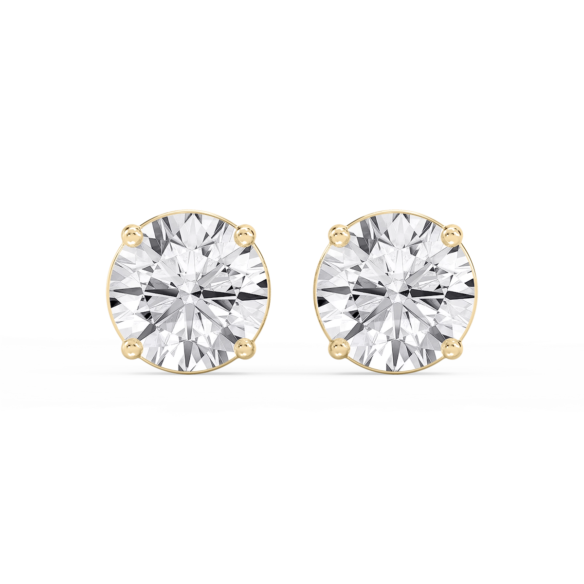 Round Lab Grown Diamond Classic Four Prong Basket Threaded Stud Earrings