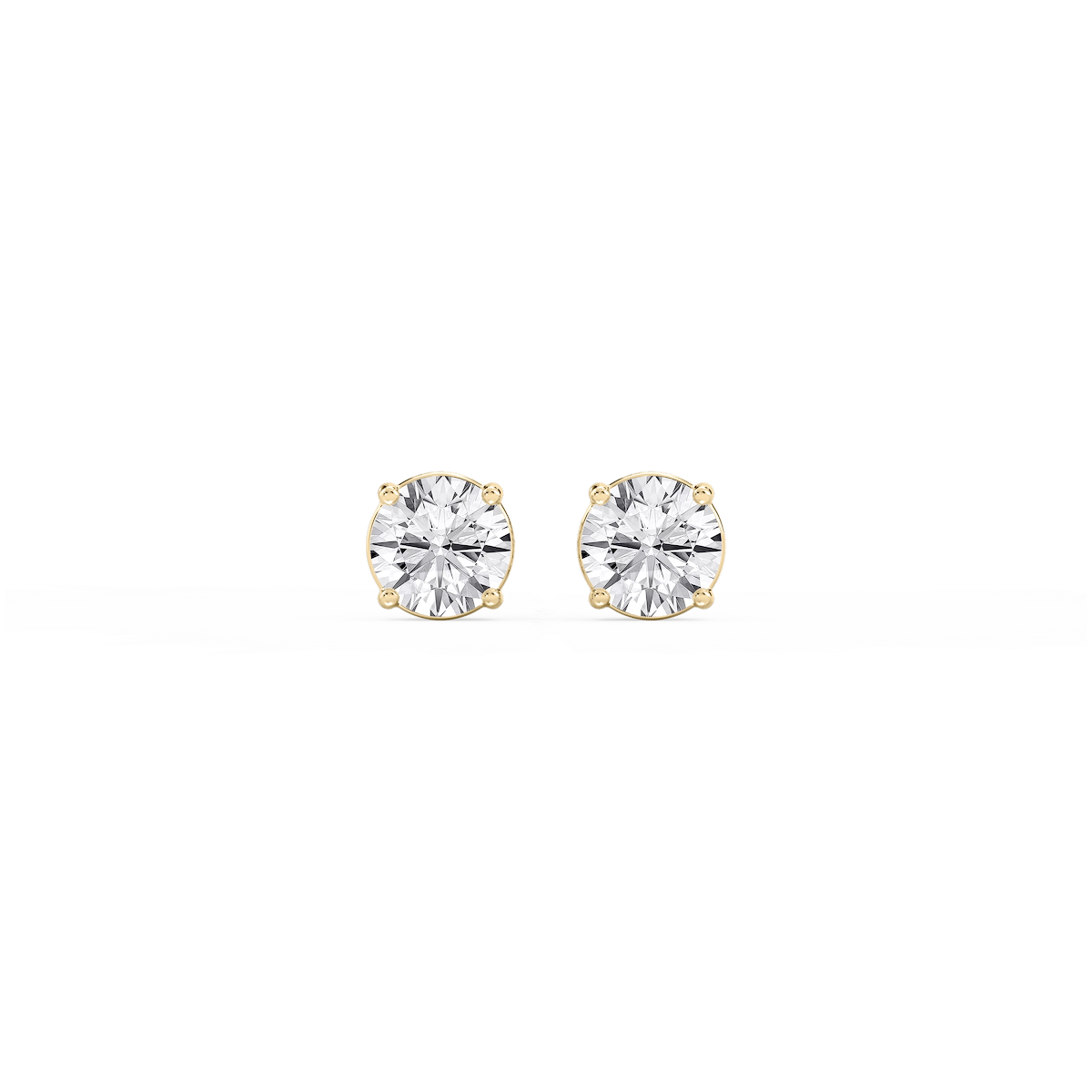 Round Lab Grown Diamond Classic Four Prong Basket Threaded Stud Earrings