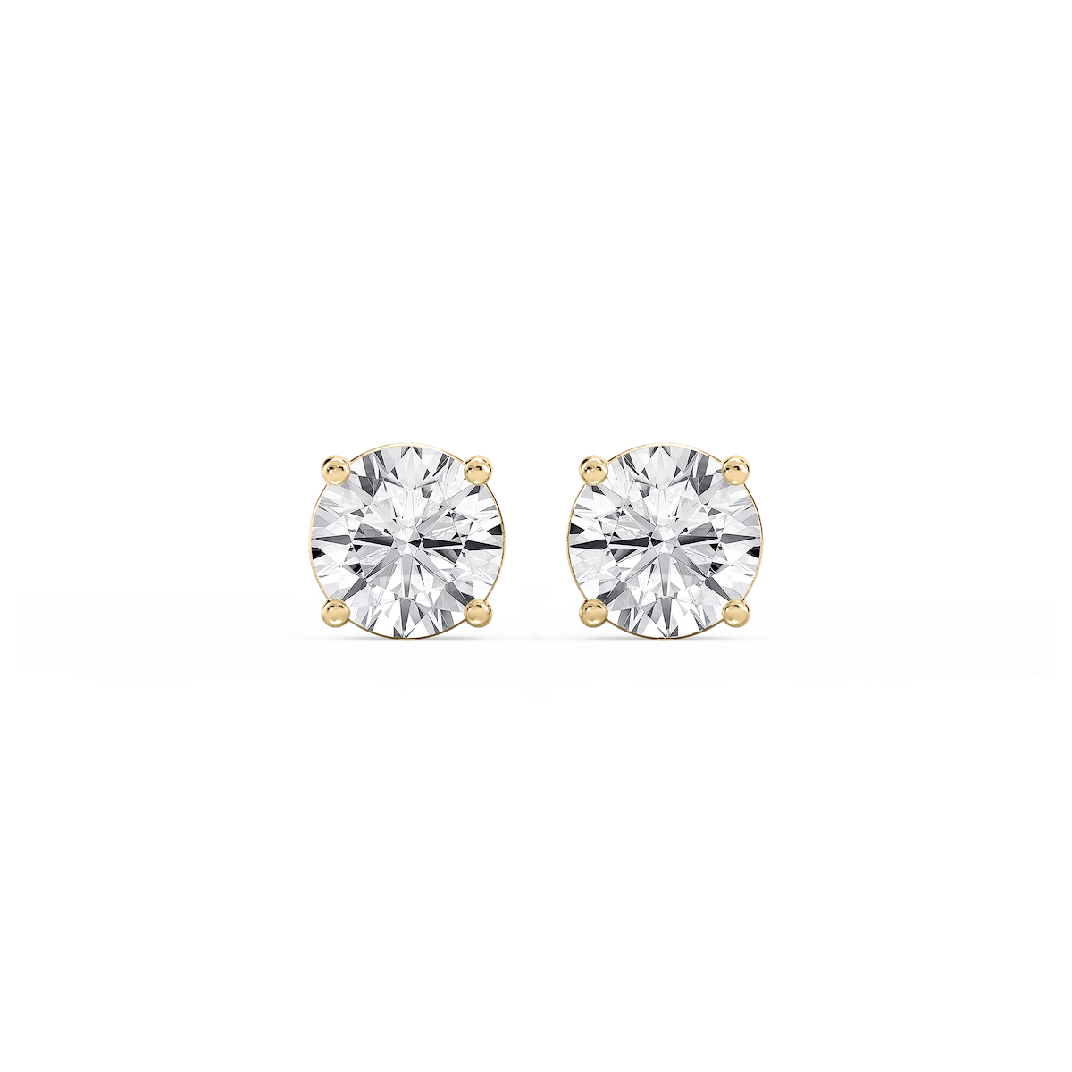 Round Lab Grown Diamond Classic Four Prong Basket Threaded Stud Earrings