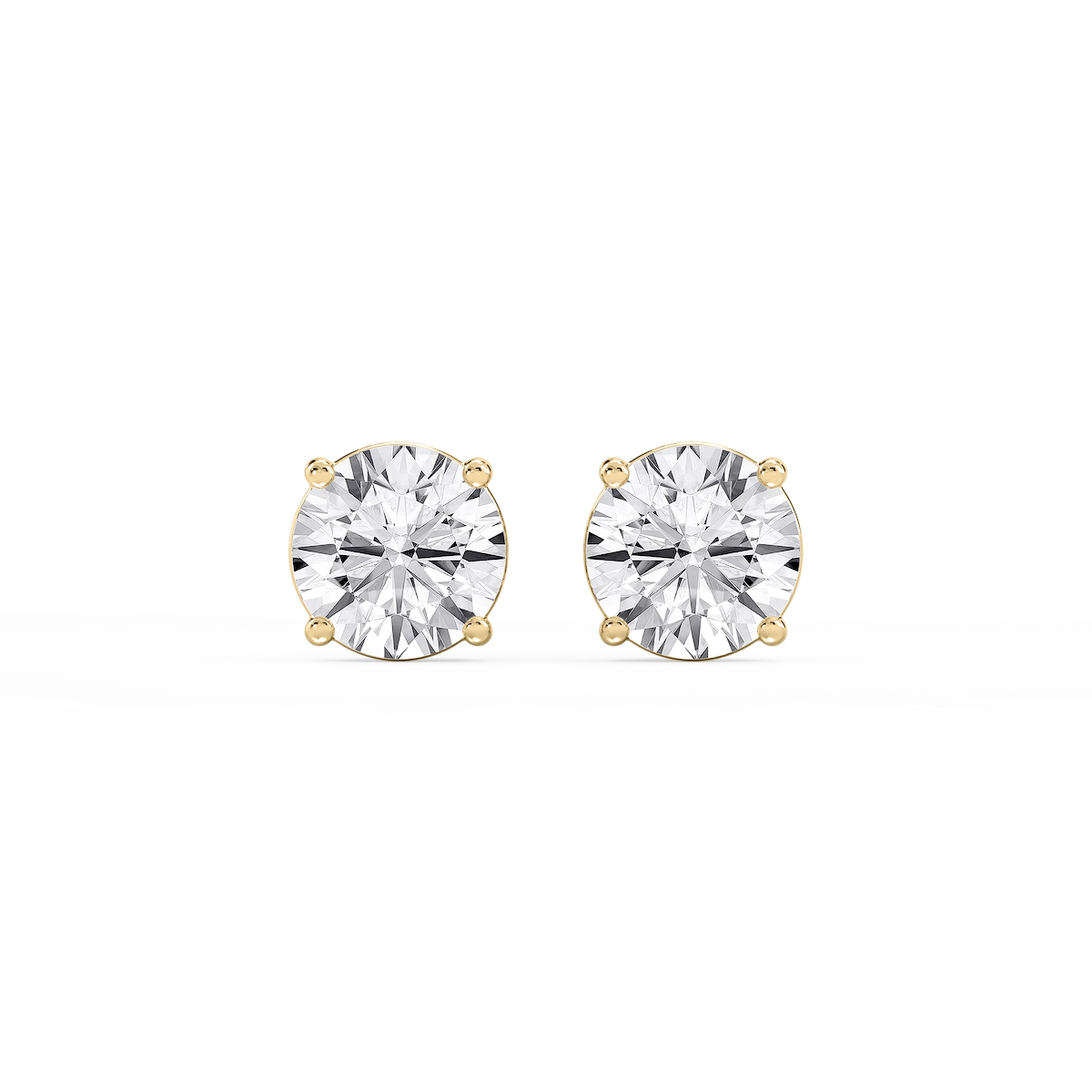 Round Lab Grown Diamond Classic Four Prong Basket Threaded Stud Earrings
