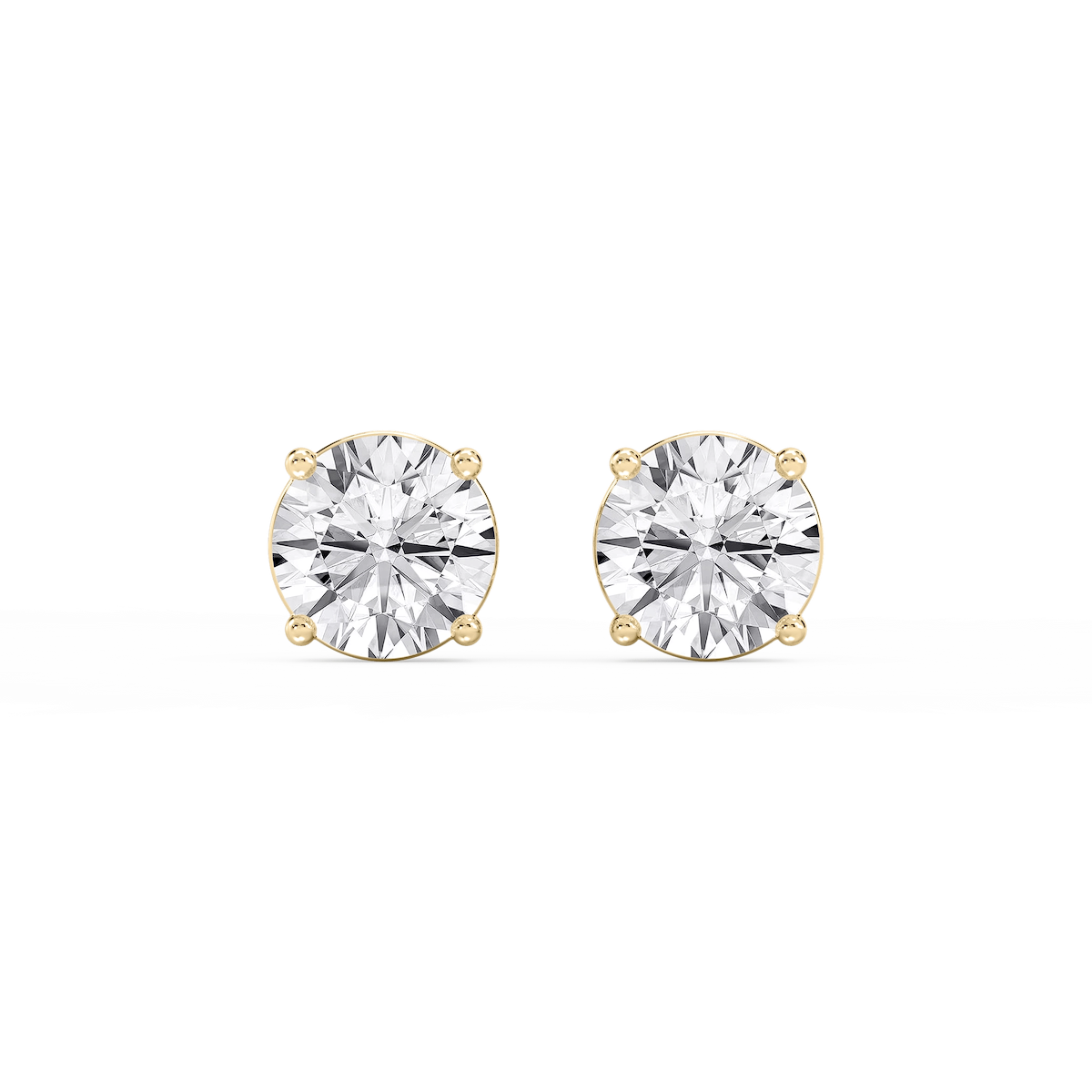 Round Lab Grown Diamond Classic Four Prong Basket Threaded Stud Earrings