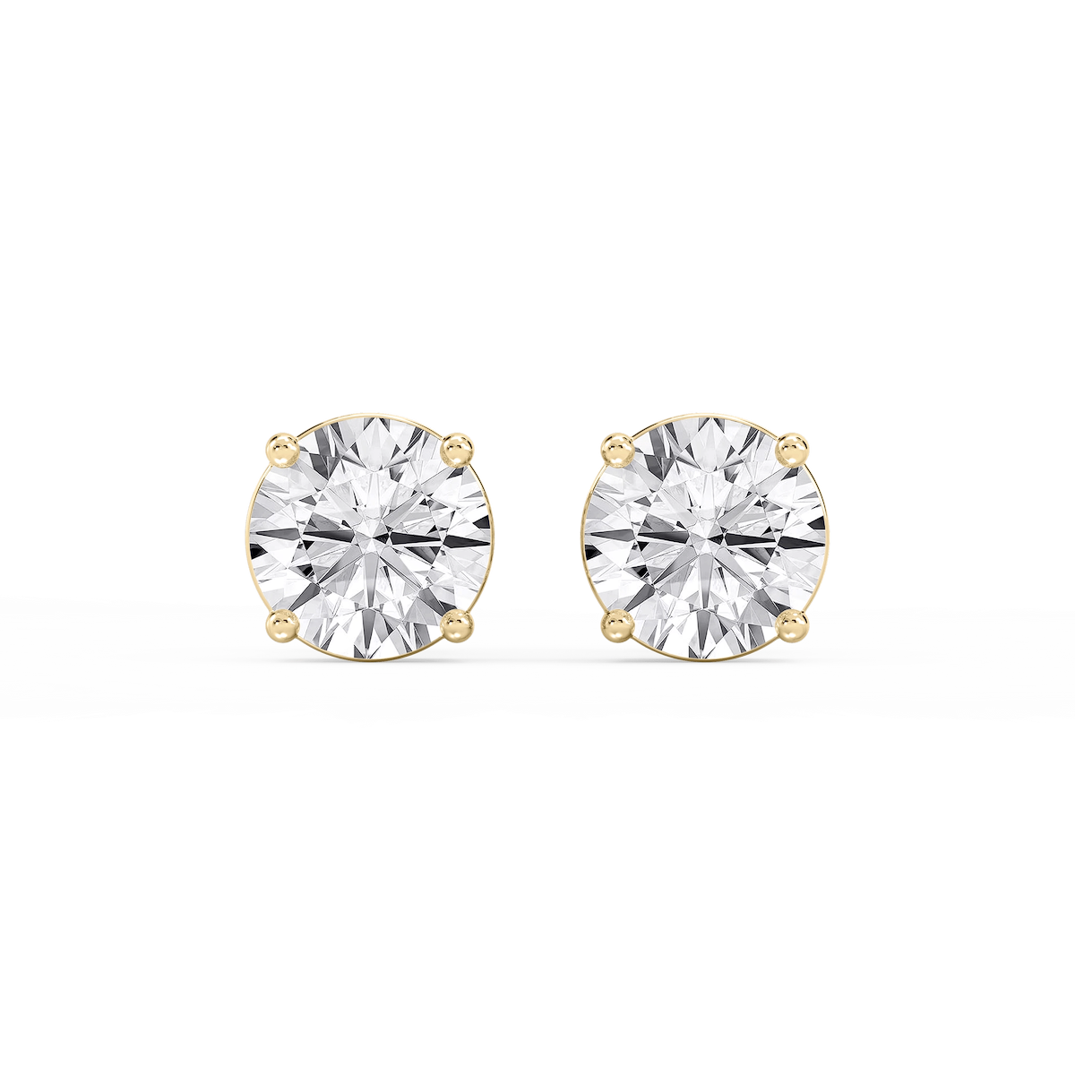 Round Lab Grown Diamond Classic Four Prong Basket Threaded Stud Earrings