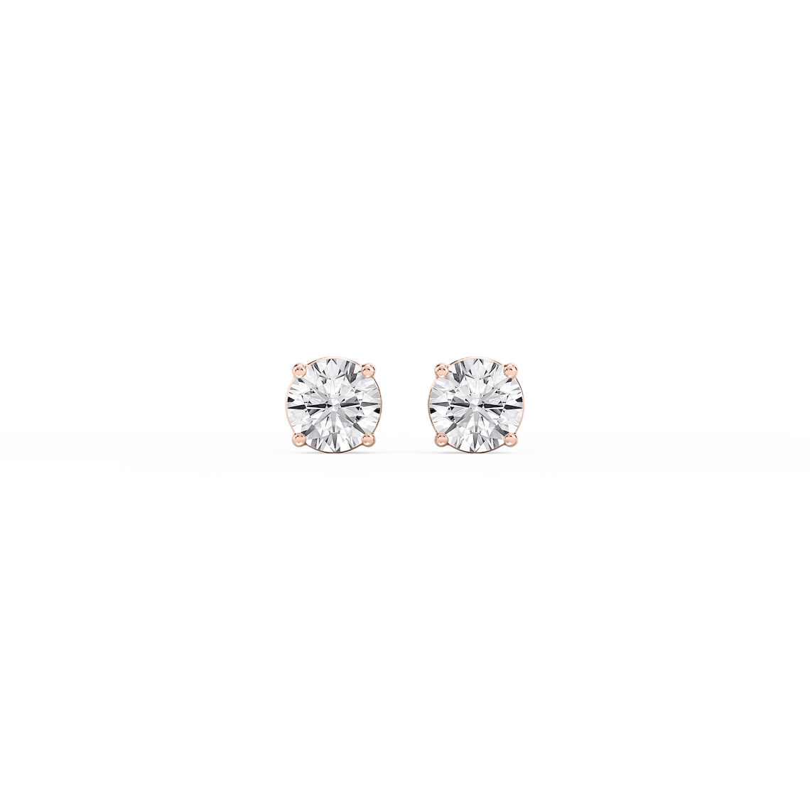 Round Lab Grown Diamond Classic Four Prong Stud Earrings