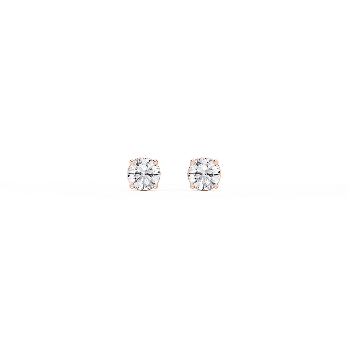 Round Lab Grown Diamond Classic Four Prong Stud Earrings