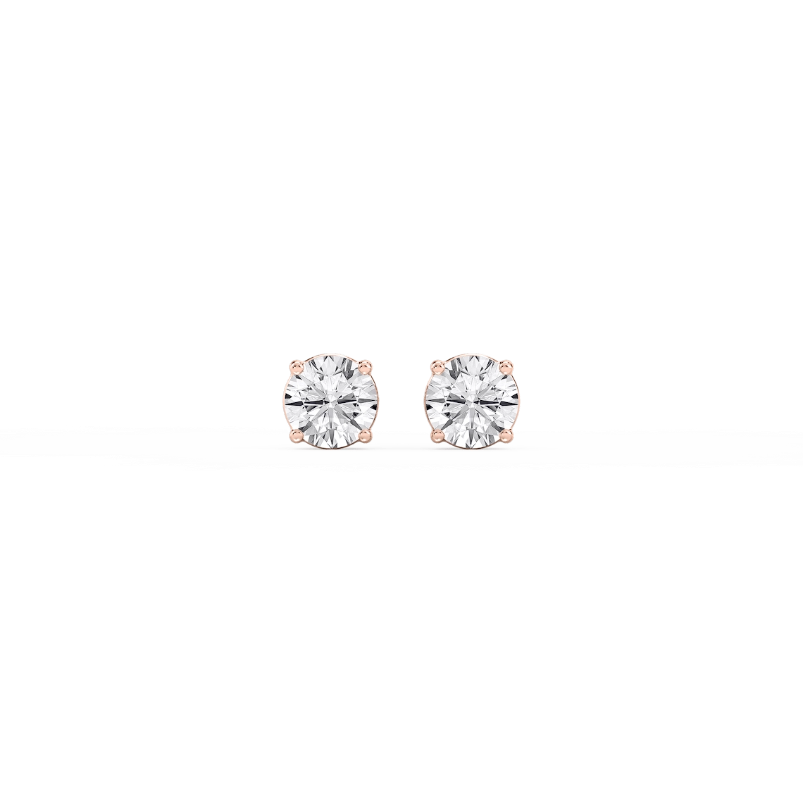Round Lab Grown Diamond Classic Four Prong Threaded Back Stud Earrings