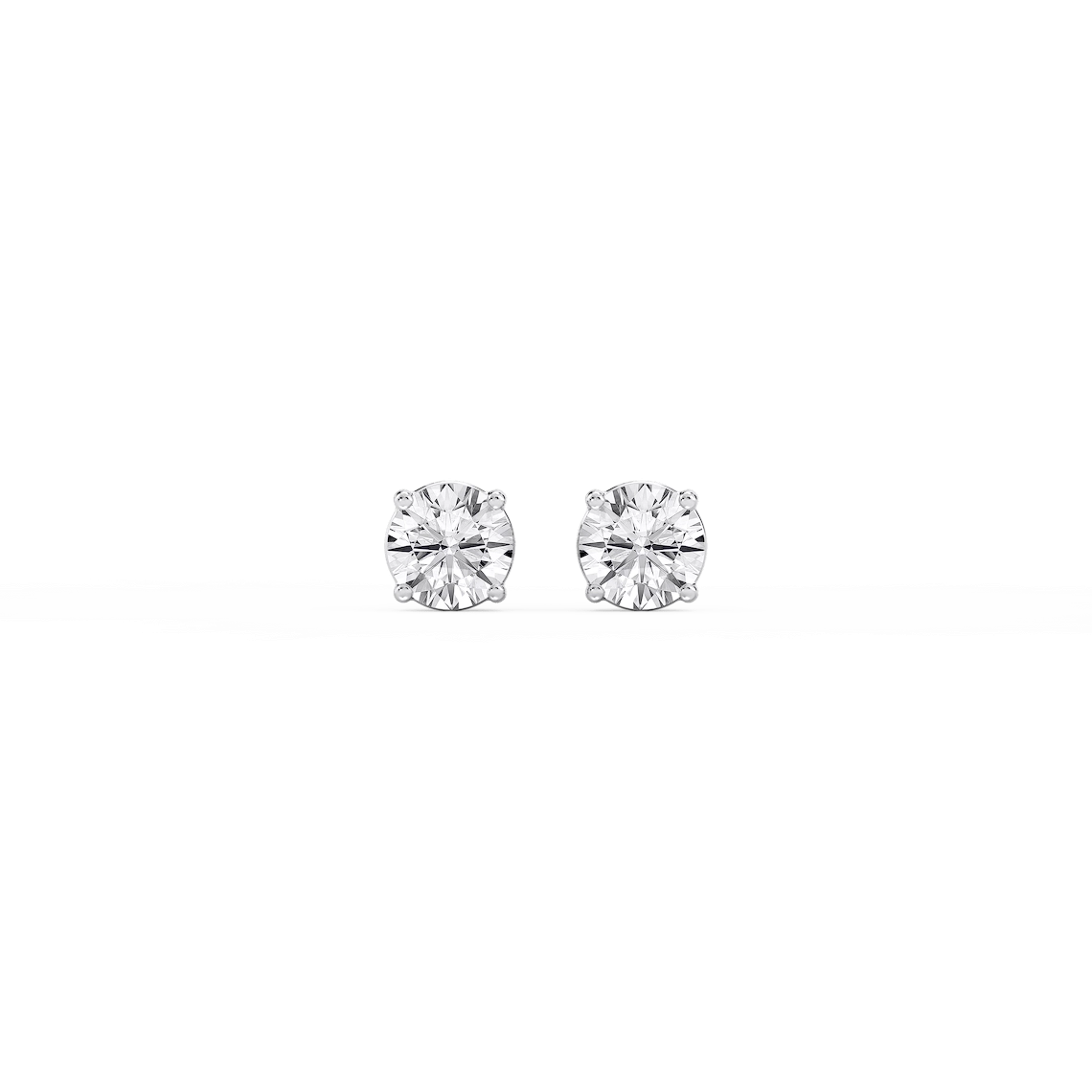 Round Lab Grown Diamond Classic Four Prong Threaded Back Stud Earrings