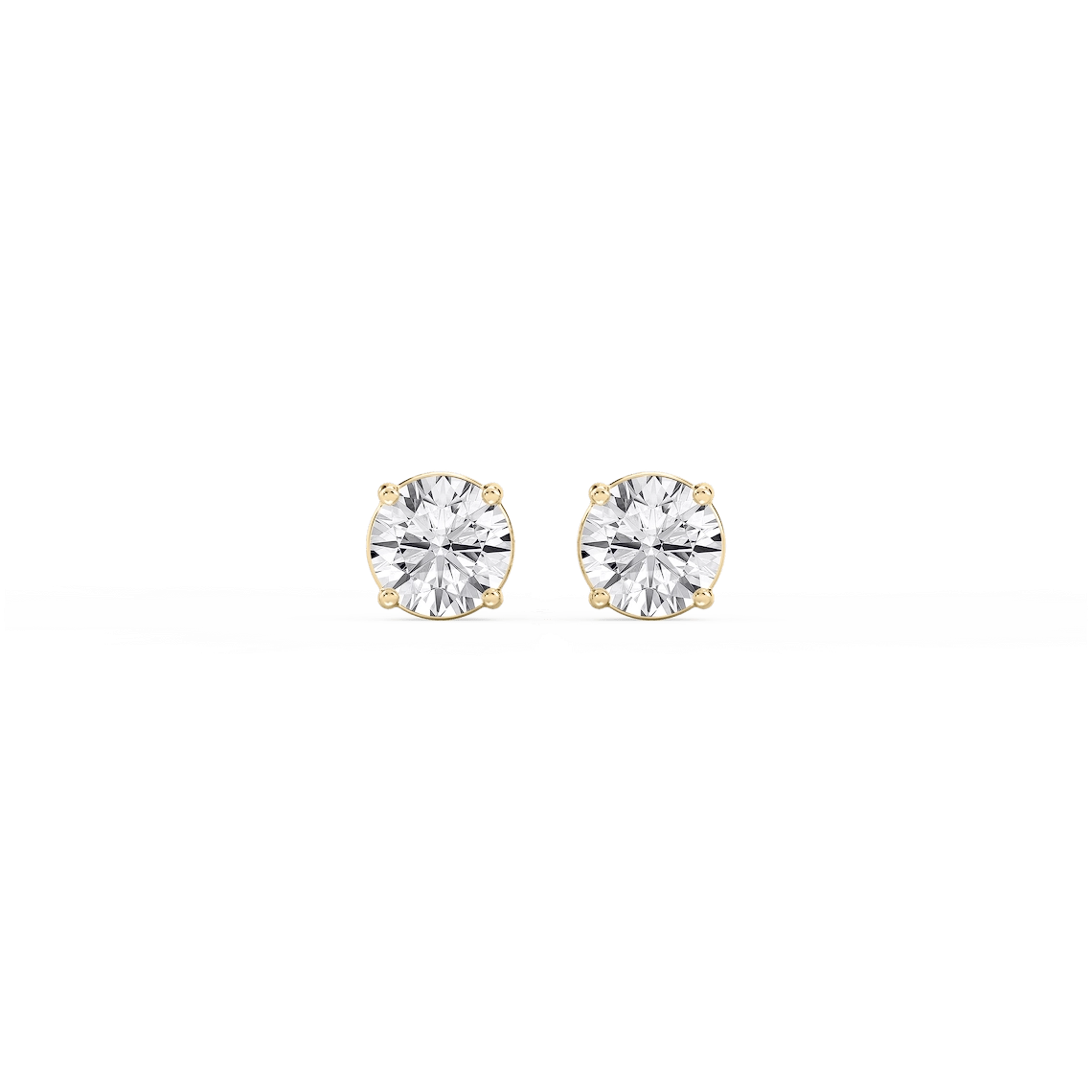 Round Lab Grown Diamond Classic Four Prong Threaded Back Stud Earrings