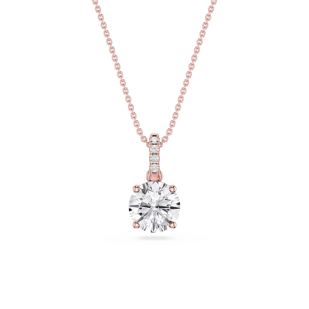 Round Lab Grown Diamond Hidden Halo Pendant - 16 to 18 Inches