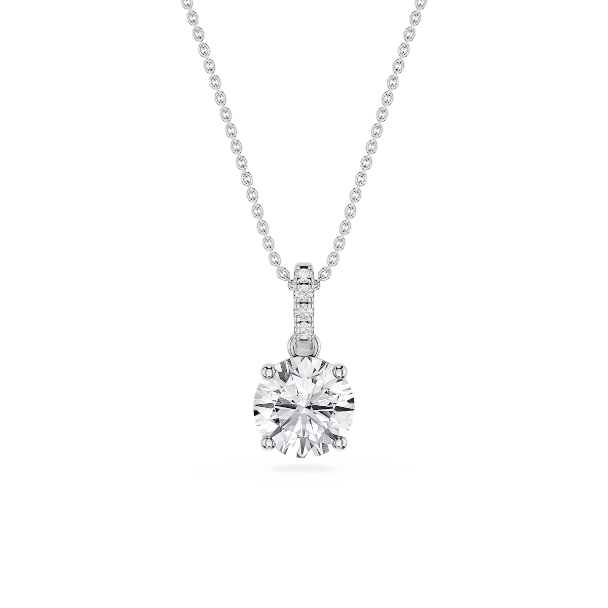Round Lab Grown Diamond Hidden Halo Pendant - 16 to 18 Inches