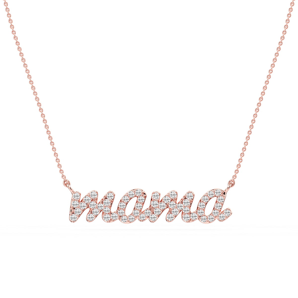 Round Lab Grown Diamond Mama Cursive Letter Pendant - 16 to 18 Inches