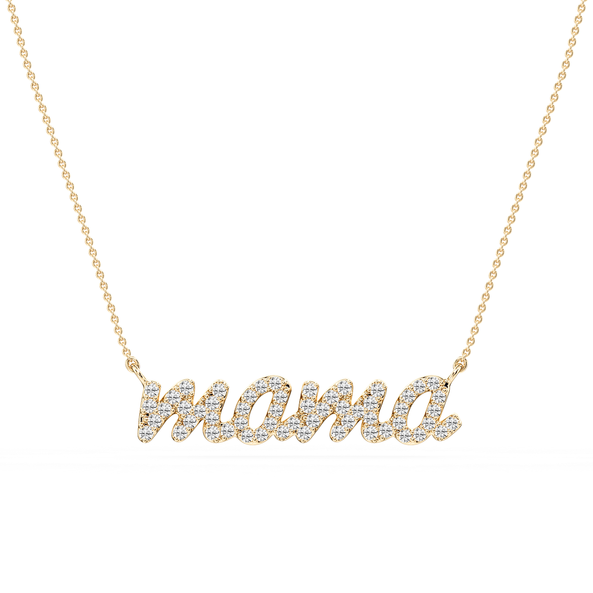 Round Lab Grown Diamond Mama Cursive Letter Pendant - 16 to 18 Inches