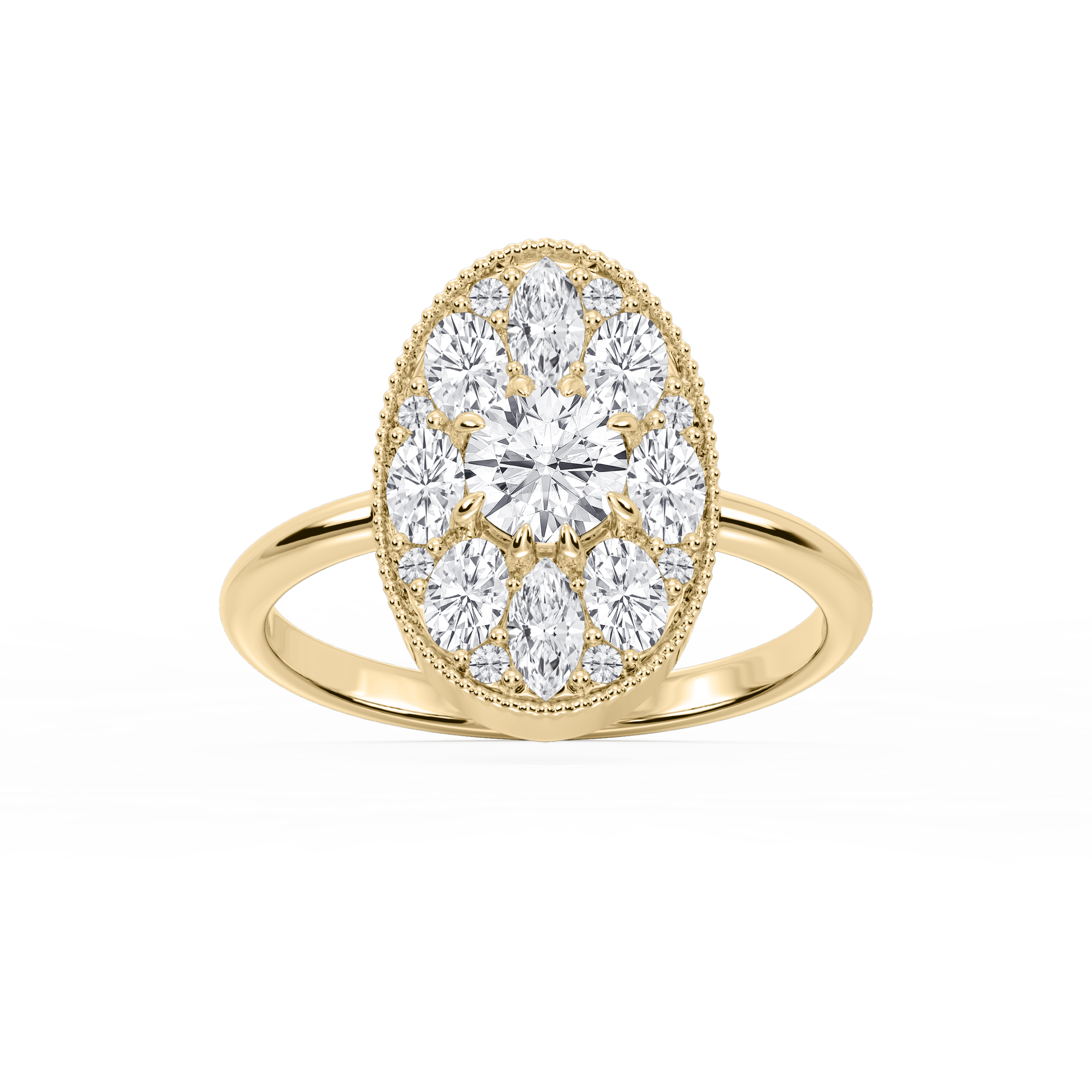 Nellie 1 ⅓ ctw Oval, Marquise, and Round Lab Grown Diamond Multi Shape Halo Vintage Promise Ring
