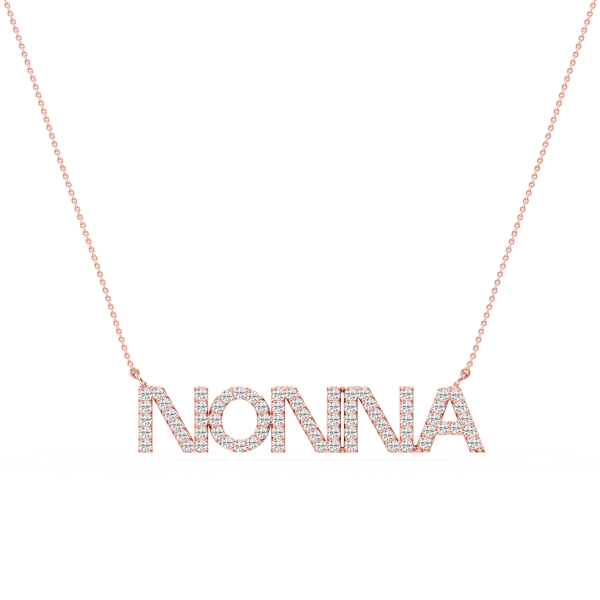 Round Lab Grown Diamond Mom Cursive Letter Pendant - 16 to 18 Inches