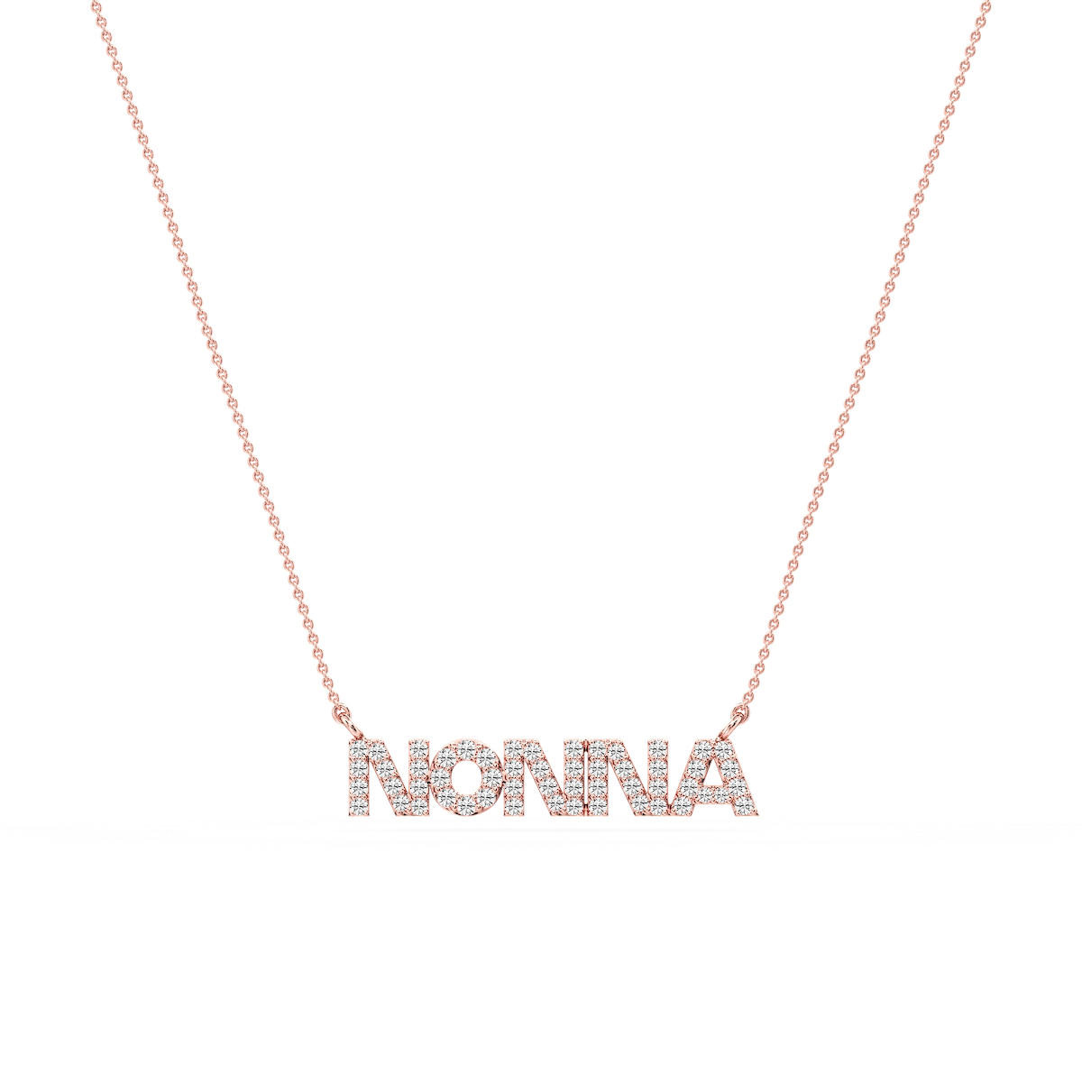 Round Lab Grown Diamond Nonna Block Letter Pendant - 16 to 18 Inches